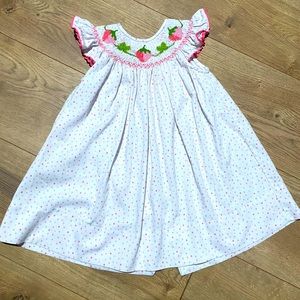 EUC Little Threads Smocked Strawberry Dress